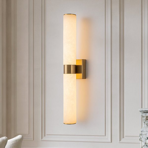 LightFixturesUSA - Dimmable LED Marble Tube Linear Bathroom Wall Sconce - Wall Sconce - Brass -