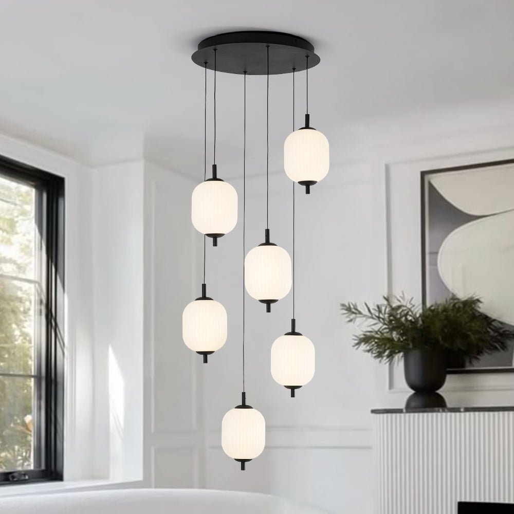 lightfixturesusa-dimmable-led-ribbed-white-glass-6-light-cluster-round-pendant-pendant-light-18-in-4936143 LightFixturesUSA - Dimmable LED Ribbed White Glass 6 - Light Cluster Round Pendant - Pendant Light - 18 in -