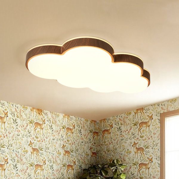LightFixturesUSA - Dimmable LED Wood Accented Cloud Kids Ceiling Light - Ceiling Light - 22 in - 