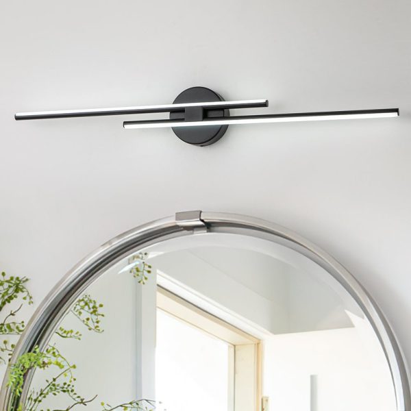 LightFixturesUSA-Dimmable Modern 2-Light Linear LED Wall Sconce Vanity Light-Wall Sconce-Black-23.6 in