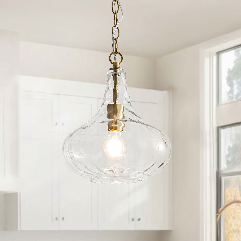 lightfixturesusa-farmhouse-1-light-hammered-glass-bell-kitchen-pendant-light-pendant-light-brass-9793059 LightFixturesUSA - Farmhouse 1 - Light Hammered Glass Bell Kitchen Pendant Light - Pendant Light - Brass -