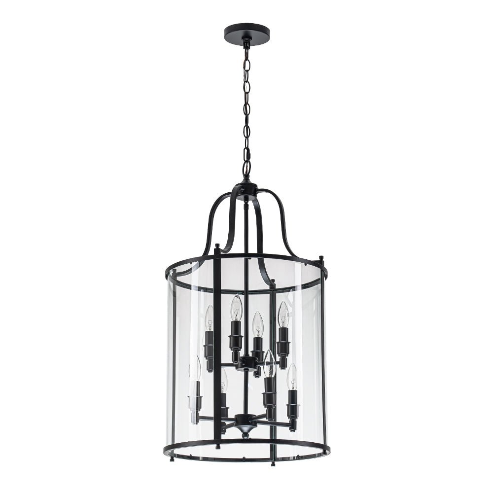 lightfixturesusa-farmhouse-wide-clear-glass-cylinder-cage-pendant-chandelier-black-244599