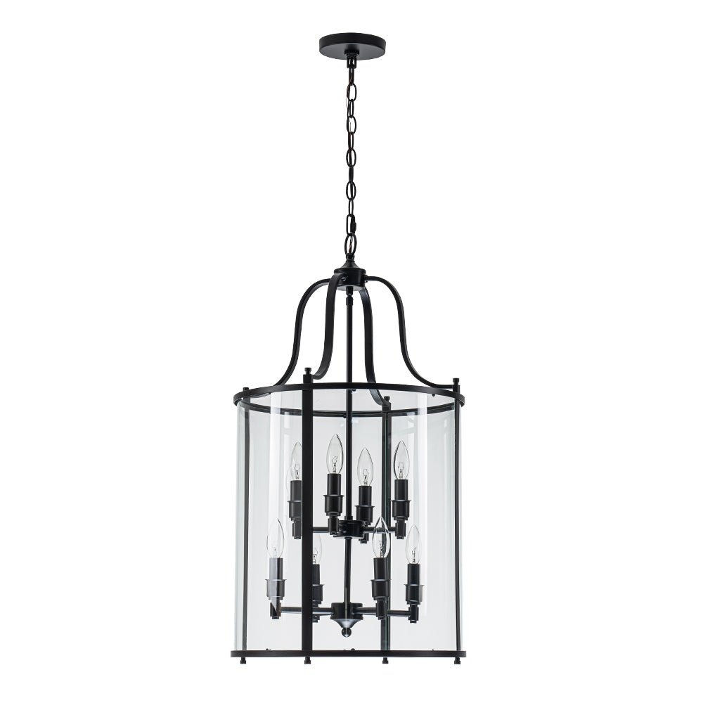 lightfixturesusa-farmhouse-wide-clear-glass-cylinder-cage-pendant-chandelier-black-781905