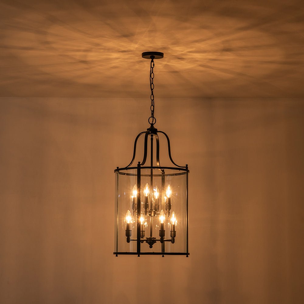 lightfixturesusa-farmhouse-wide-clear-glass-cylinder-cage-pendant-chandelier-black-895333