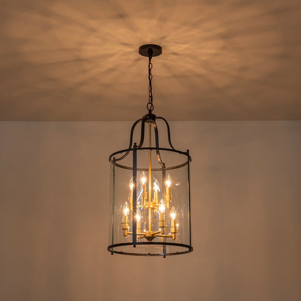 lightfixturesusa-farmhouse-wide-clear-glass-cylinder-cage-pendant-chandelier-blackbrass-415813