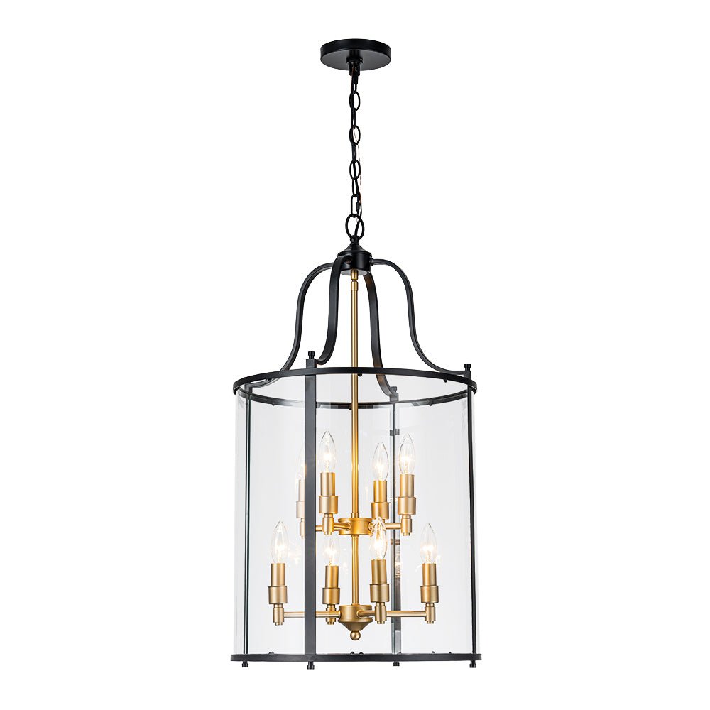 lightfixturesusa-farmhouse-wide-clear-glass-cylinder-cage-pendant-chandelier-blackbrass-931753