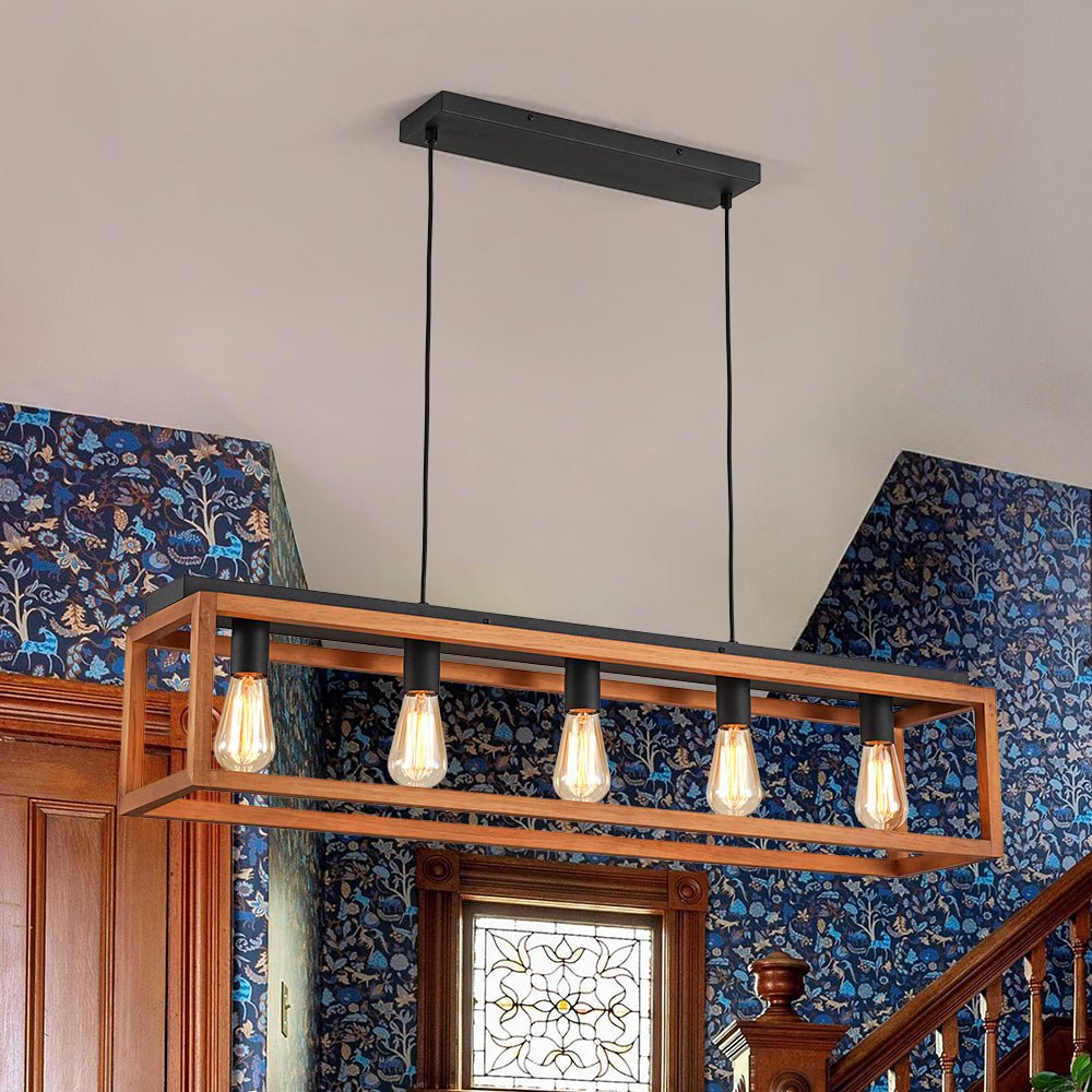 lightfixturesusa-farmhouse-wooden-rectangular-cage-island-chandelier-chandelier-5-lt-8469245 LightFixturesUSA - Farmhouse Wooden Rectangular Cage Island Chandelier - Chandelier - 5 - Lt -