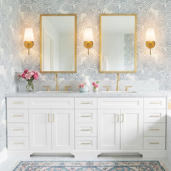 LightFixturesUSA - French 1 - Light White Linen Conical Vanity Wall Sconce - Wall Sconce - Brass -
