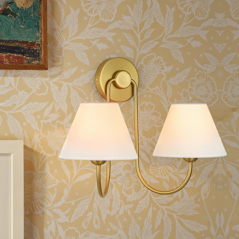 lightfixturesusa-french-2-light-white-linen-conical-vanity-wall-lamp-wall-sconce-brass-5063921 LightFixturesUSA - French 2 - Light White Linen Conical Vanity Wall Lamp - Wall Sconce - Brass -