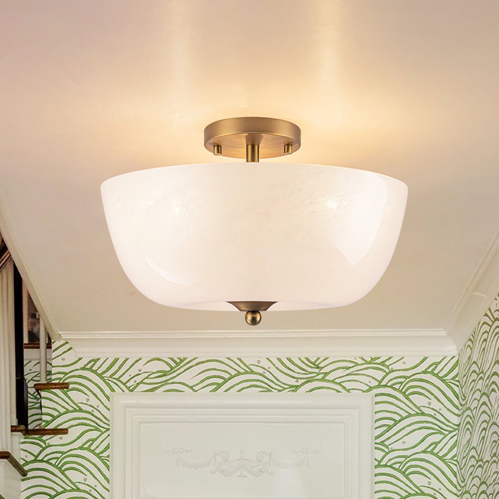 lightfixturesusa-french-3-light-white-clouded-glass-round-semi-flush-mount-ceiling-light-brass-5839958 LightFixturesUSA - French 3 - Light White Clouded Glass Round Semi Flush Mount - Ceiling Light - Brass -