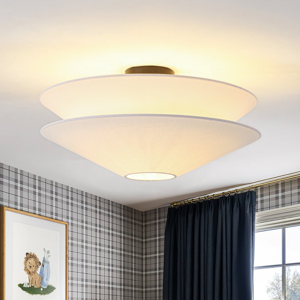 lightfixturesusa-french-country-2-tier-white-linen-conical-semi-flush-mount-ceiling-light-197-in-5026537 LightFixturesUSA - French Country 2 - Tier White Linen Conical Semi Flush Mount - Ceiling Light - 19.7 in -
