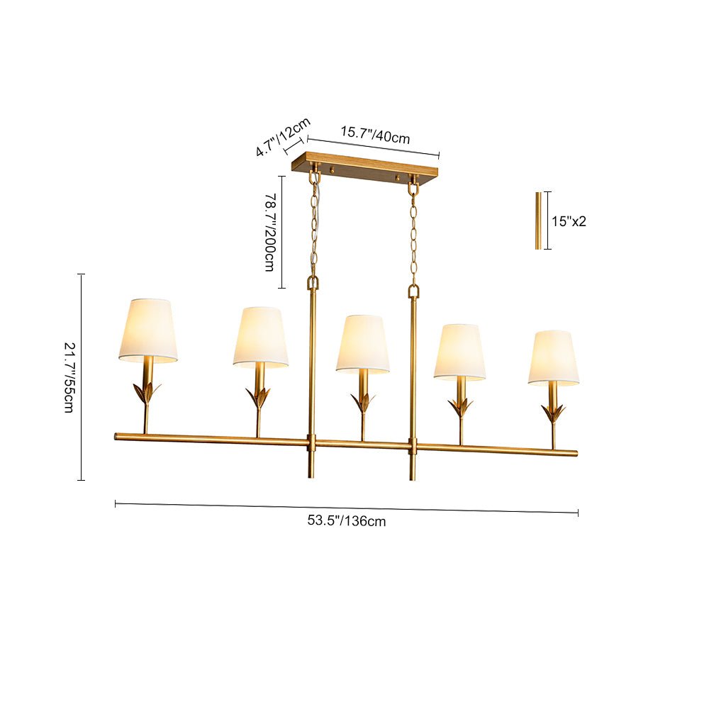 lightfixturesusa-french-country-5-light-fabric-shade-candle-linear-island-chandelier-chandelier-brass-1486534