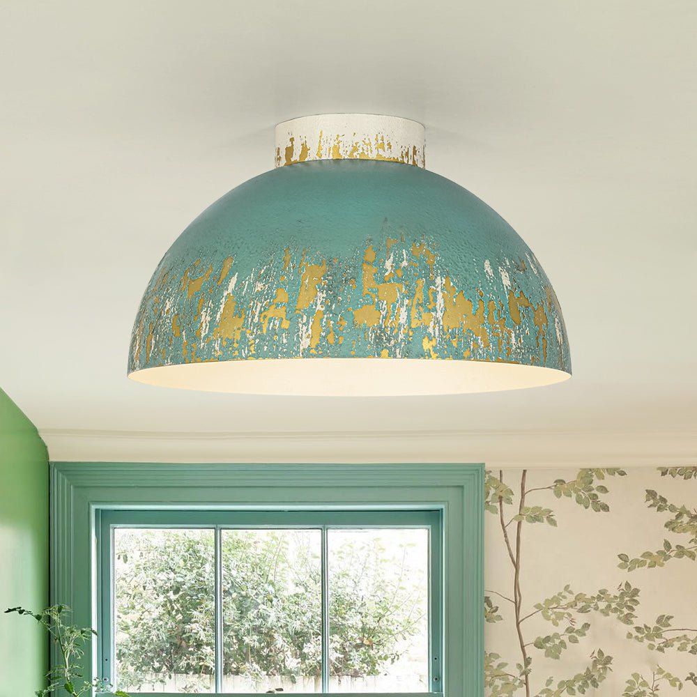 lightfixturesusa-french-country-weathered-gilded-patina-teal-dome-flush-mount-pendant-light-138-in-1385887 LightFixturesUSA - French Country Weathered Gilded Patina Teal Dome Flush Mount - Pendant Light - 13.8 in -