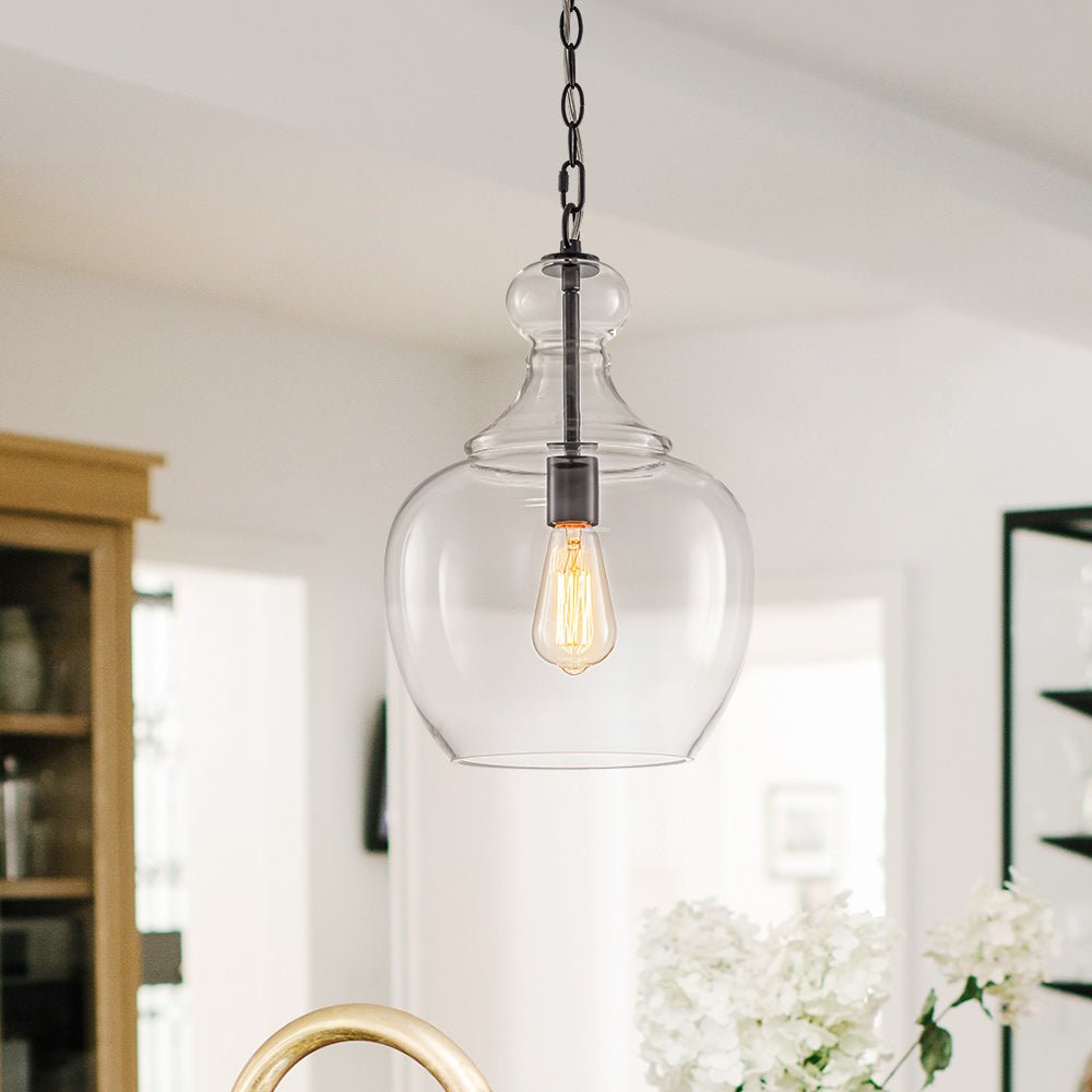 lightfixturesusa-french-farmhouse-1-light-glass-bell-kitchen-pendant-light-pendant-light-black-789826 LightFixturesUSA - French Farmhouse 1 - Light Glass Bell Kitchen Pendant Light - Pendant Light - Black -