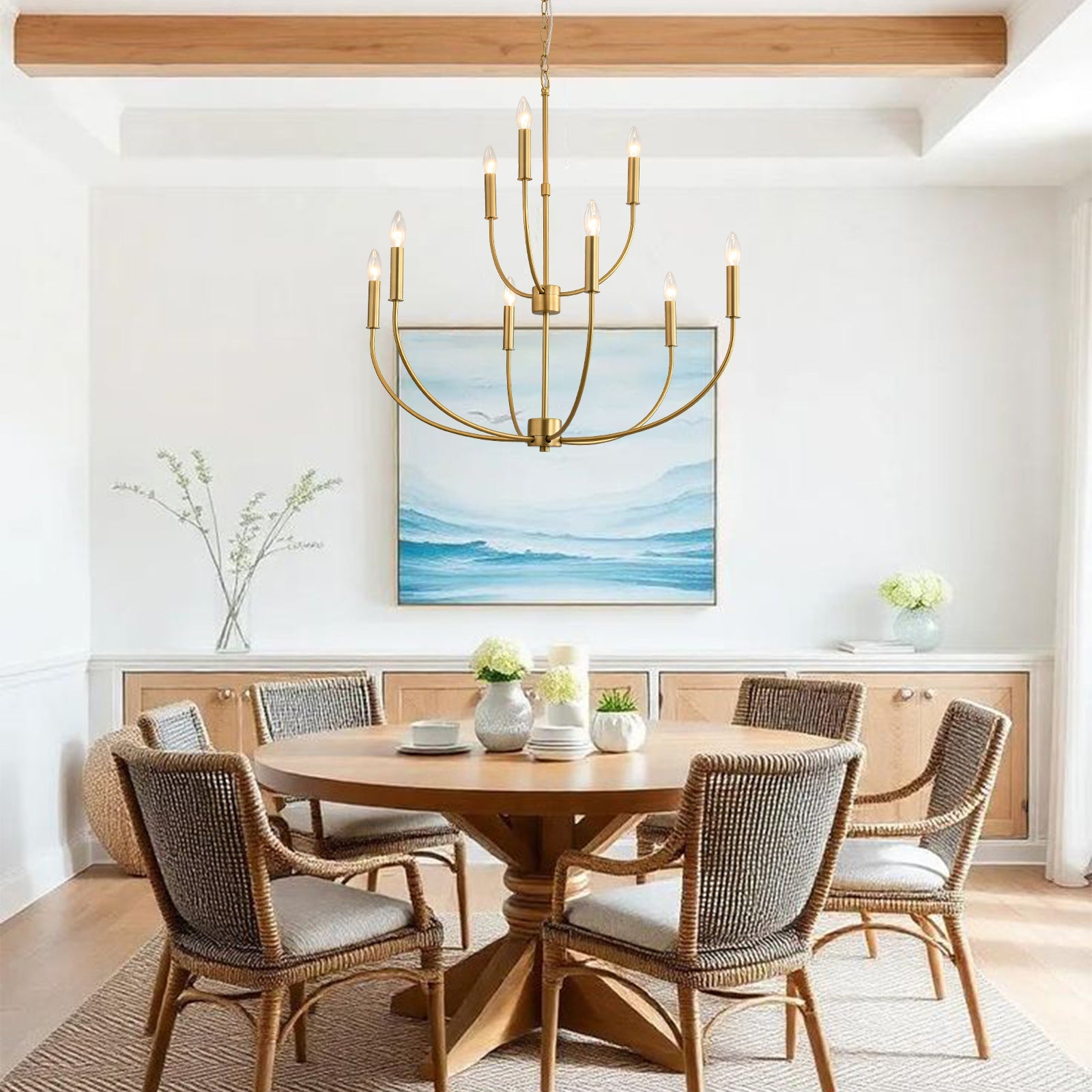 lightfixturesusa-french-farmhouse-brass-2-tiered-candle-style-chandelier-chandelier-brass-207791 LightFixturesUSA - French Farmhouse Brass 2 - Tiered Candle Style Chandelier - Chandelier - Brass -