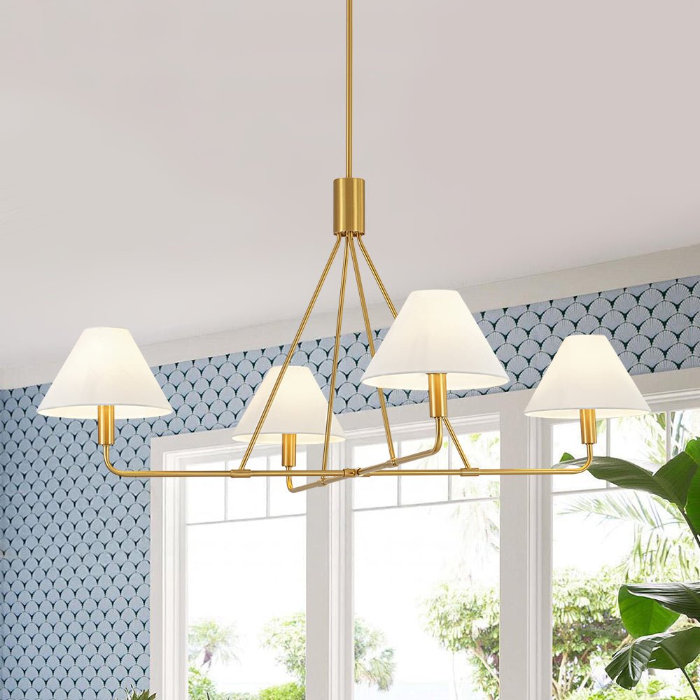 lightfixturesusa-french-luxe-brass-4-light-white-linen-shade-candle-chandelier-chandelier-brass-9181917 LightFixturesUSA - French Luxe Brass 4 - Light White Linen Shade Candle Chandelier - Chandelier - Brass -