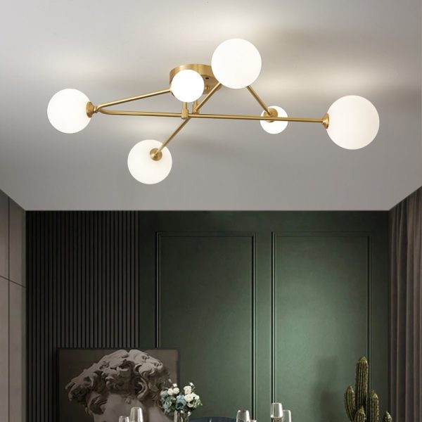 Frosted Bubble Linear Sputnik Semi Flush Mount