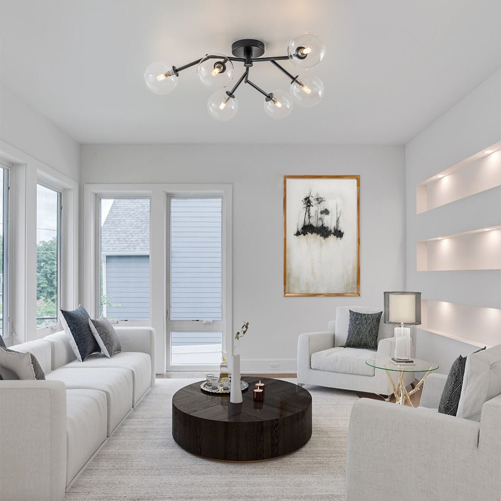 lightfixturesusa-funky-branch-style-6-light-clear-glass-bubble-semi-flush-mount-ceiling-light-black-157677 LightFixturesUSA - Funky Branch Style 6 - Light Clear Glass Bubble Semi Flush Mount - Ceiling Light - Black -