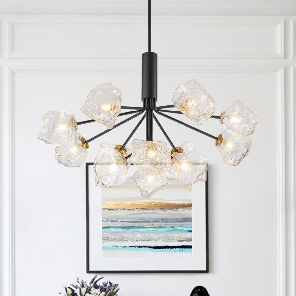 LightFixturesUSA - Funky Eclectic Frozen Icy Style Black Sputnik Chandelier - Chandelier - 12 - Lt -