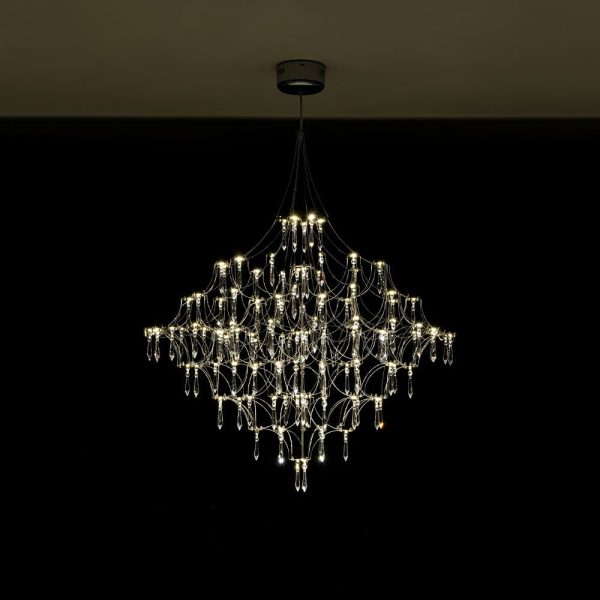 LightFixturesUSA - Galaxy Glam Luxury LED Starlight Crystal Chandelier - Chandelier - Chrome - 