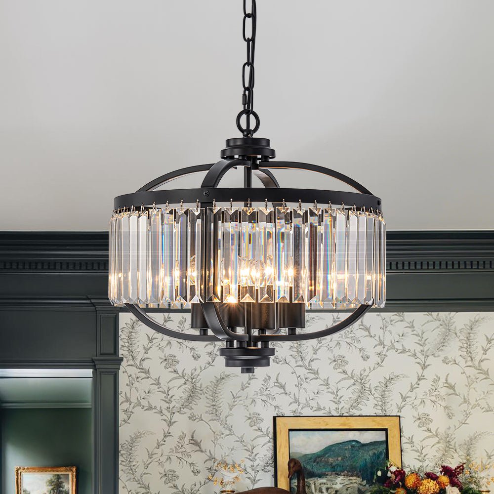 lightfixturesusa-glam-4-light-faceted-crystal-round-cage-pendant-chandelier-black-4436649 LightFixturesUSA - Glam 4 - Light Faceted Crystal Round Cage Pendant - Chandelier - Black -