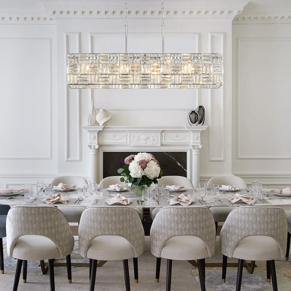 LightFixturesUSA - Glam Chrome Dazzle Crystal Rectangle Cage Island Chandelier - Chandelier - Chrome - 