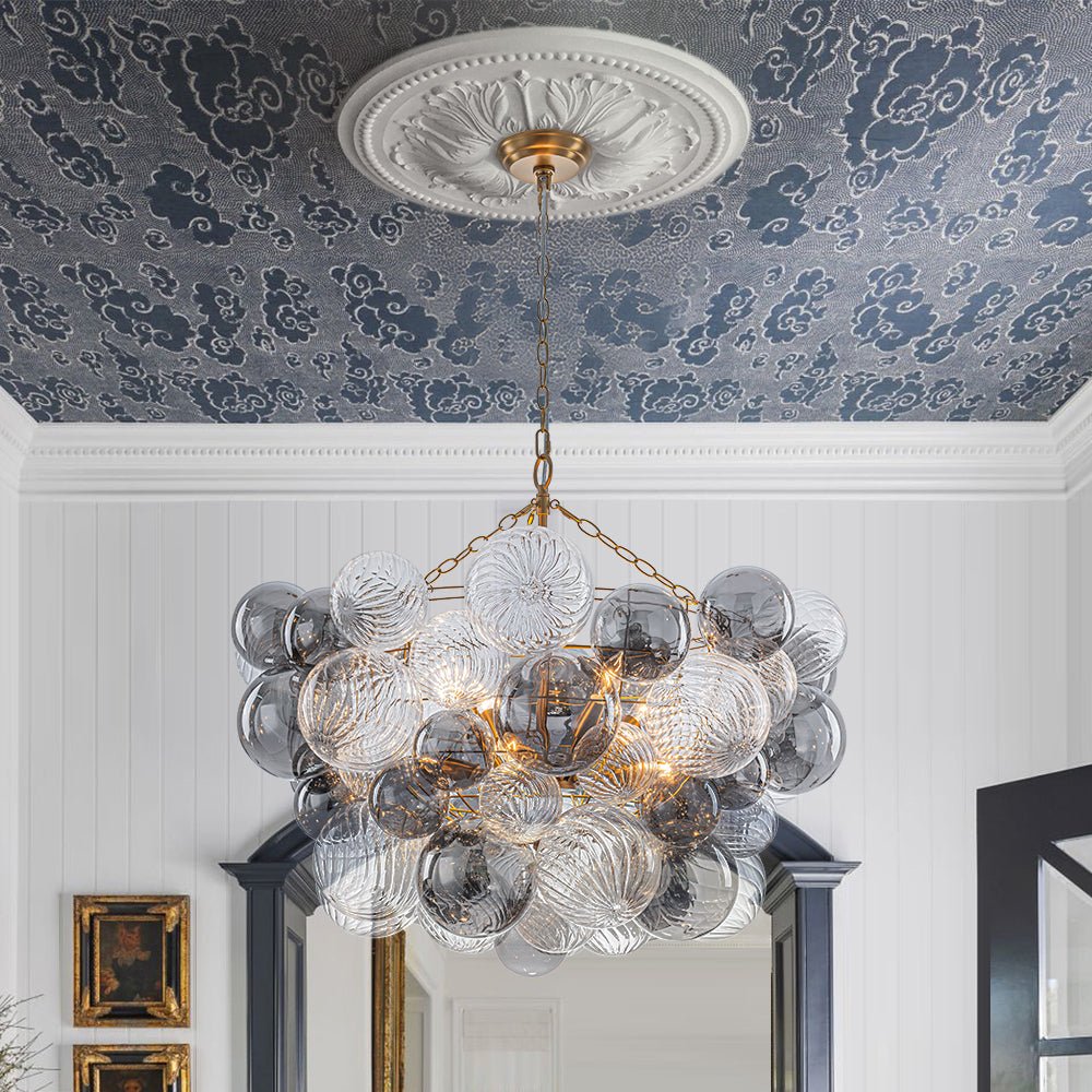 lightfixturesusa-glam-cluster-ribbed-smoked-glass-globe-bubble-chandelier-chandelier-brass-exclusive-offer-2328246 LightFixturesUSA - Glam Cluster Ribbed Smoked Glass Globe Bubble Chandelier - Chandelier - Brass (Exclusive Offer) -