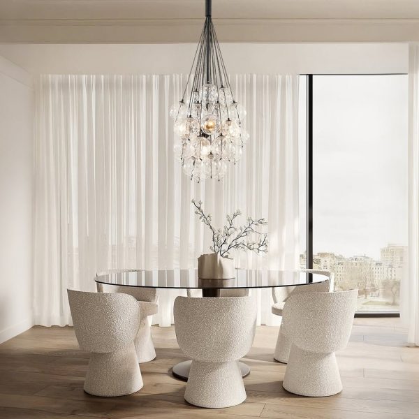 LightFixturesUSA - Glam Cluster Textured Water Glass Globe Bubble Chandelier - Chandelier - Black (Exclusive Offer) - 