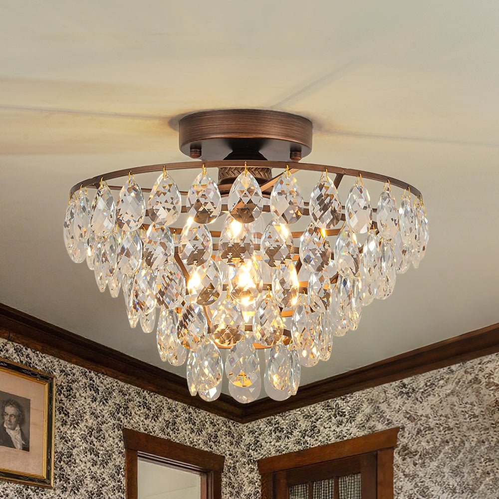 lightfixturesusa-glam-faceted-crystal-round-tiered-semi-flush-mount-light-ceiling-light-oil-rubbed-bronze-3006018 LightFixturesUSA - Glam Faceted Crystal Round Tiered Semi Flush Mount Light - Ceiling Light - Oil - Rubbed Bronze -
