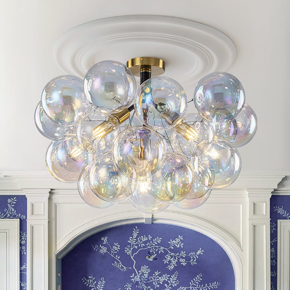 lightfixturesusa-glam-iridescent-glass-cluster-bubble-semi-flush-chandelier-chandelier-blackbrass-638241 LightFixturesUSA - Glam Iridescent Glass Cluster Bubble Semi Flush Chandelier - Chandelier - Black+Brass -