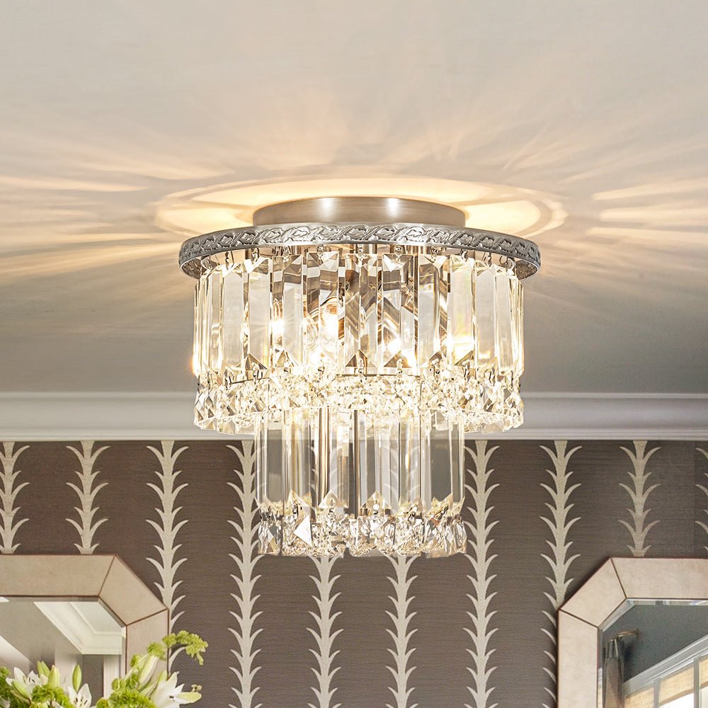 lightfixturesusa-glam-luxe-2-tier-crystal-round-semi-flush-mount-light-ceiling-light-98-in-5064396 LightFixturesUSA - Glam Luxe 2 - Tier Crystal Round Semi Flush Mount Light - Ceiling Light - 9.8 in -