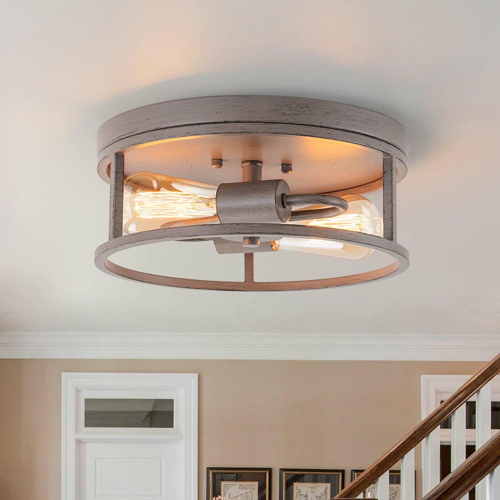 lightfixturesusa-grey-wood-grain-drum-cage-flush-mount-ceiling-light-ceiling-light-2-lt-2757009 LightFixturesUSA - Grey Wood Grain Drum Cage Flush Mount Ceiling Light - Ceiling Light - 2 - Lt -