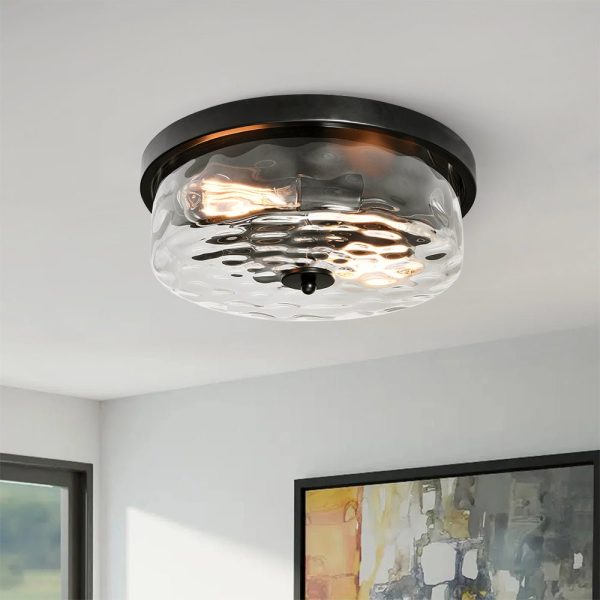 Hammered Glass Flush Mount Ceiling Light