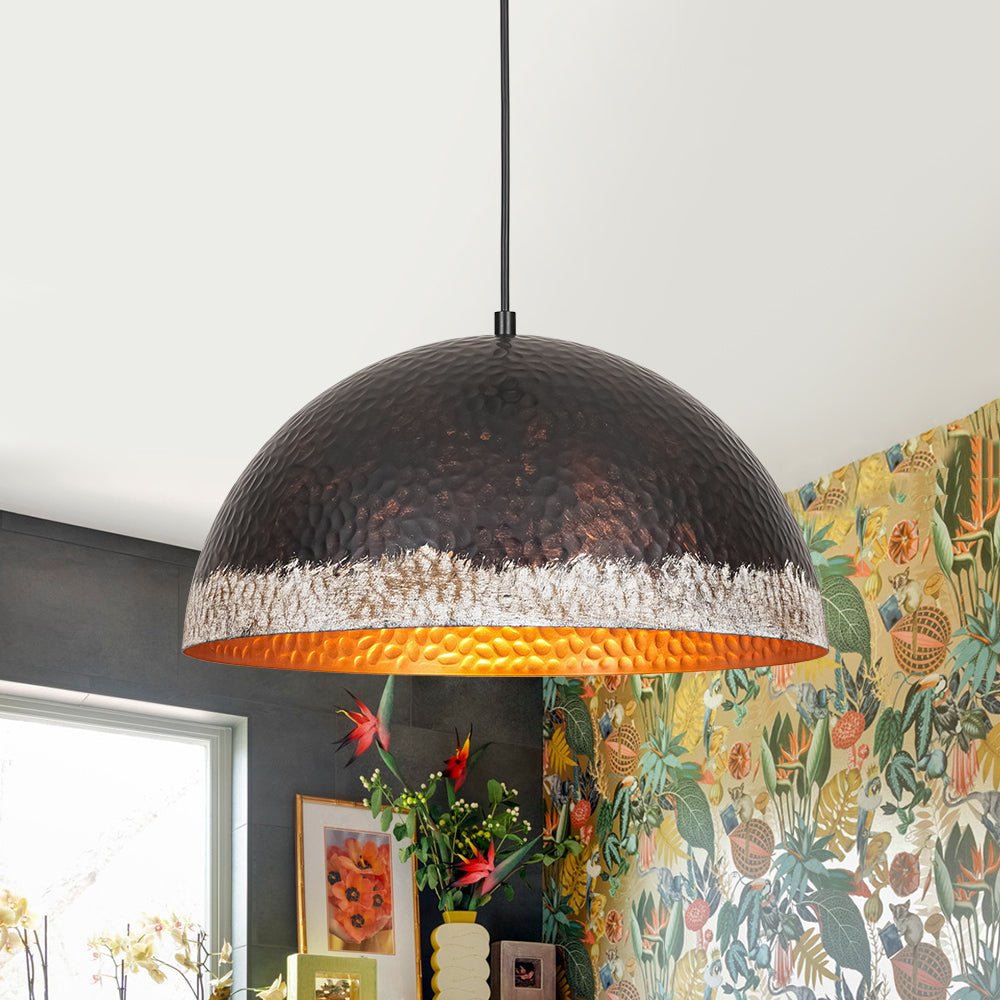 lightfixturesusa-industrial-dark-rusty-hammered-metal-dome-pendant-pendant-light-157-in-4771685 LightFixturesUSA - Industrial Dark Rusty Hammered Metal Dome Pendant - Pendant Light - 15.7 in -