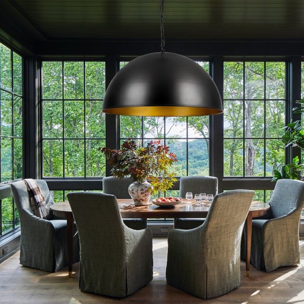 LightFixturesUSA - Industrial Farmhouse Black Iron Oversized Dome Pendant Light - Pendant Light - 23.6 in. - 