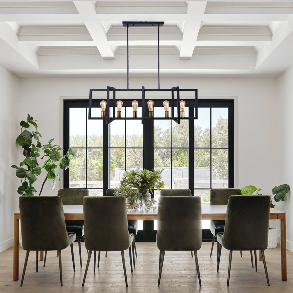 lightfixturesusa-industrial-farmhouse-rectangular-kitchen-island-pendant-chandelier-matte-black-313812 LightFixturesUSA - Industrial Farmhouse Rectangular Kitchen Island Pendant - Chandelier - Matte Black -
