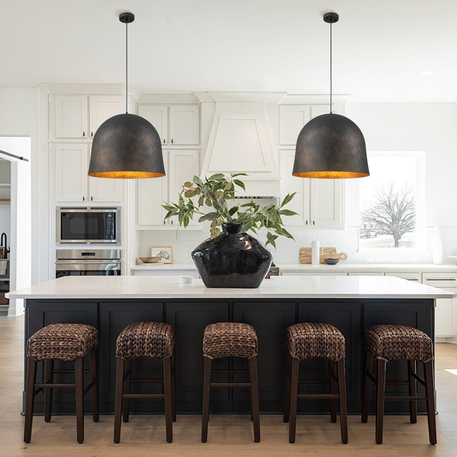 lightfixturesusa-industrial-oversized-iron-bell-dome-pendant-light-black-gold-powder-chandelier-216-in-597652 LightFixturesUSA - Industrial Oversized Iron Bell Dome Pendant Light Black Gold Powder - Chandelier - 21.6 in. -