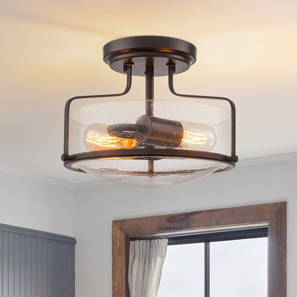lightfixturesusa-industrial-round-seeded-glass-semi-flush-mount-light-ceiling-light-oil-rubbed-bronze-3599646 LightFixturesUSA - Industrial Round Seeded Glass Semi Flush Mount Light - Ceiling Light - Oil - Rubbed Bronze -