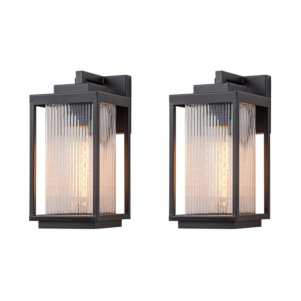 lightfixturesusa-ip23-1-light-black-ribbed-glass-outdoor-wall-lantern-wall-sconce-2-lights-matte-black-832873