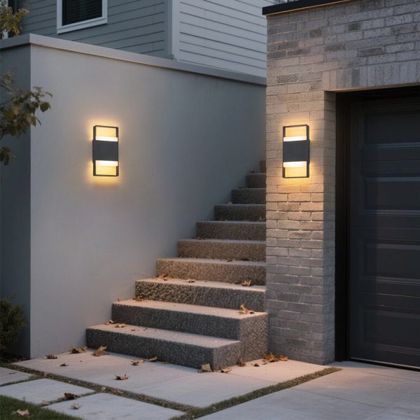 LightFixturesUSA - IP54 Minimalist Rectangle Dimmable LED Outdoor Wall Light - Wall Sconce - 2 Packs -