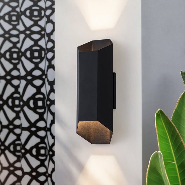 LightFixturesUSA - IP54 Up and Down Black Geometric Tube LED Outdoor Wall Light - Wall Sconce - 1 Pack - 