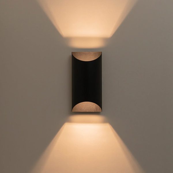 LightFixturesUSA - IP54 Up and Down Black Tunnel LED Outdoor Wall Lamp - Wall Sconce - 2 Pack -