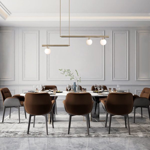 LightFixturesUSA-Kitchen Island Glass Globe Linear Chandelier-Chandelier-Brass-