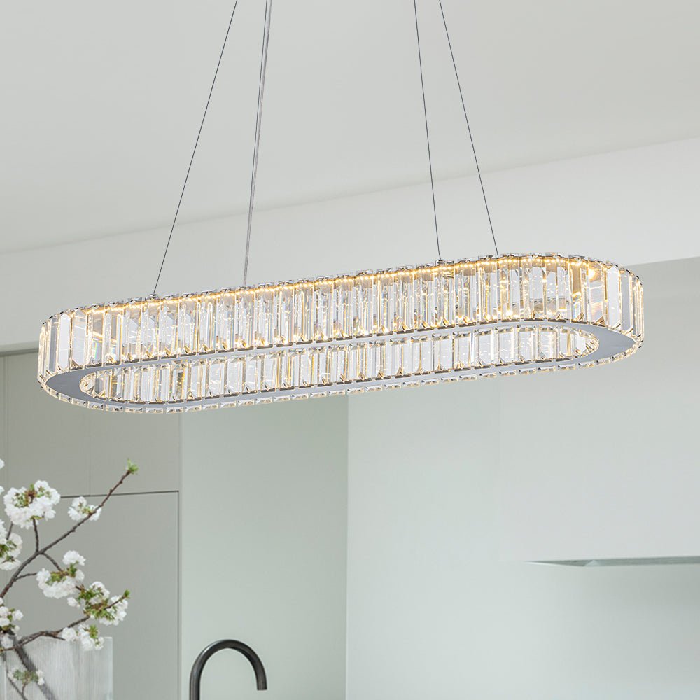 lightfixturesusa-luxe-chrome-crystal-dimmable-led-oval-halo-island-pendant-chandelier-chrome-667103 LightFixturesUSA - Luxe Chrome Crystal Dimmable LED Oval Halo Island Pendant - Chandelier - Chrome -