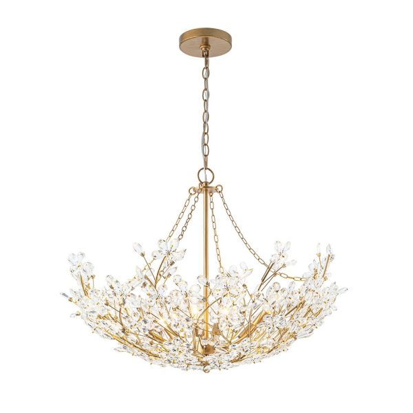 LightFixturesUSA - Luxe Gold Crystal Blossom Floral Basket Chandelier - Chandelier - Antique Gold -
