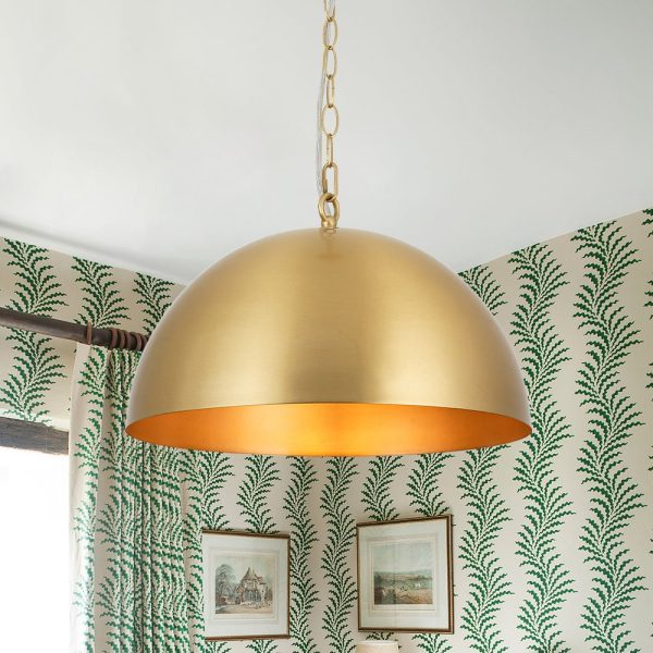 LightFixturesUSA - Luxe Oversized Brushed Brass Iron Large Dome Pendant Light - Pendant Light - 15.7 in. -