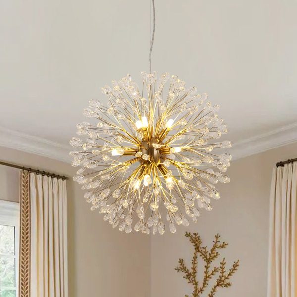 LightFixturesUSA - Luxury Bloom Dandelion Crystal Firework Chandelier - Chandelier - Brass - 