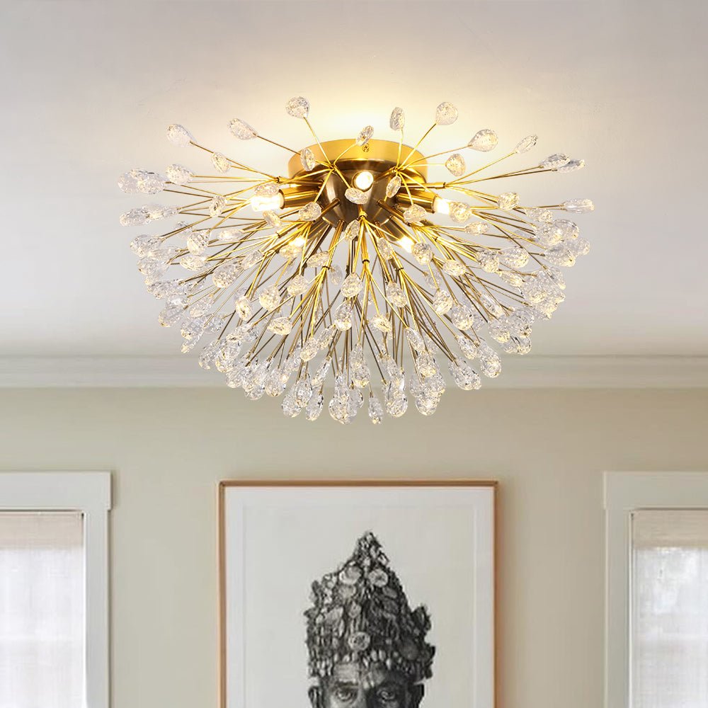 lightfixturesusa-luxury-bloom-dandelion-crystal-semi-flush-mount-ceiling-light-brass-333506 LightFixturesUSA - Luxury Bloom Dandelion Crystal Semi Flush Mount - Ceiling Light - Brass -