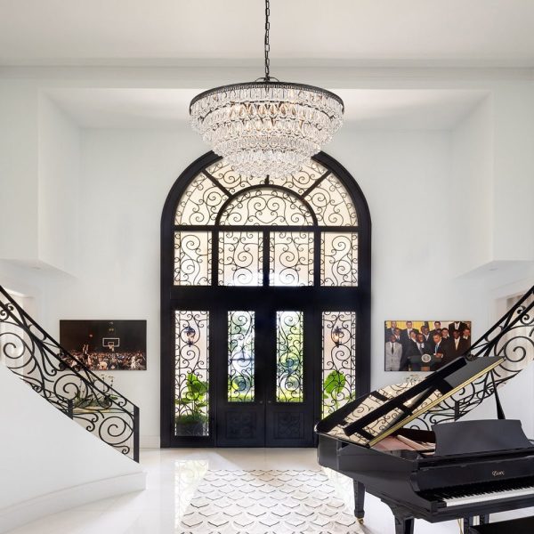 LightFixturesUSA - Luxury Glam Tiered Crystal Raindrop Round Chandelier - Chandelier - Black - 