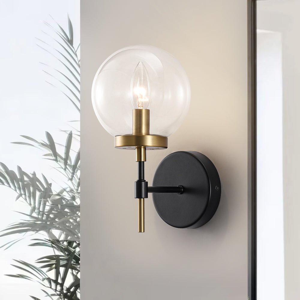 lightfixturesusa-mid-century-1-light-clear-glass-globe-vanity-wall-sconce-wall-sconce-1-pack-2939109 LightFixturesUSA - Mid - Century 1 - Light Clear Glass Globe Vanity Wall Sconce - Wall Sconce - 1 Pack -